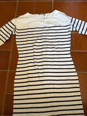 Tart Collections White and Black Striped Boatneck Mini Dress